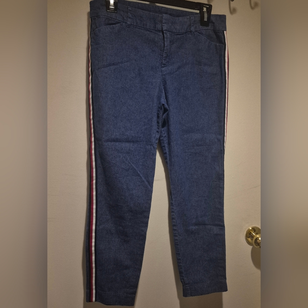 Old Navy Pixie Style Jeans with Red-White-Blue Side Stripe